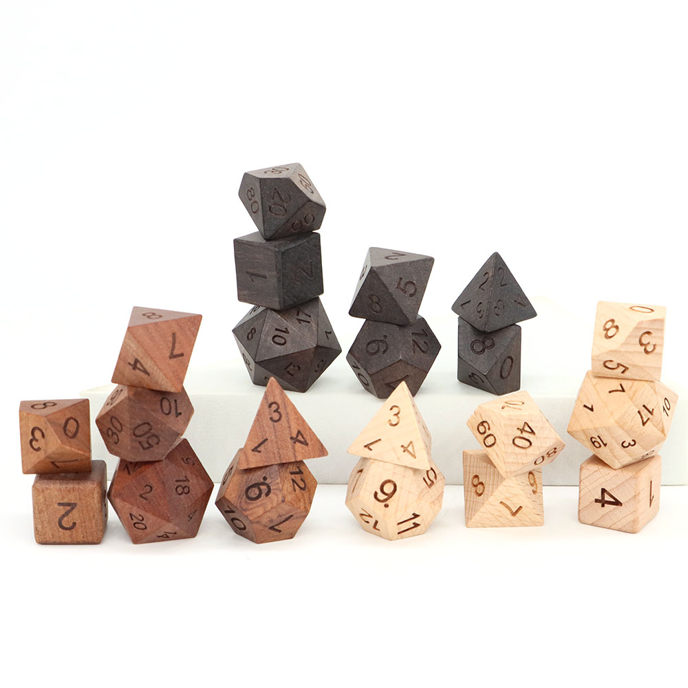 7Pcs/Set Wooden Dice d4-d20 Po - огляд і ціна Board Game Roleplay
