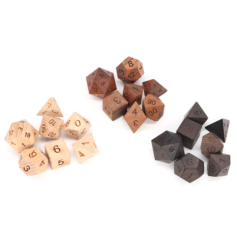 7Pcs/Set Wooden Dice d4-d20 Po - огляд і ціна Board Game Roleplay