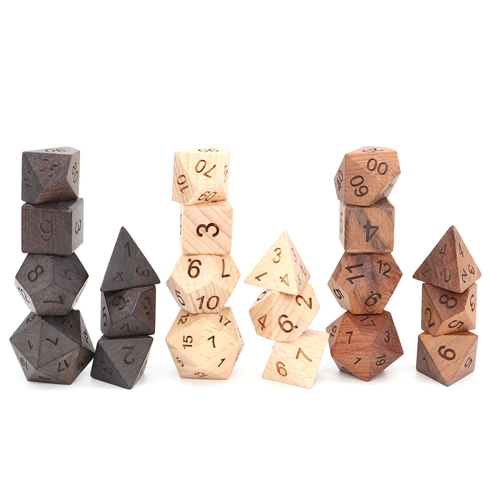 7Pcs/Set Wooden Dice d4-d20 Po - огляд і ціна Board Game Roleplay