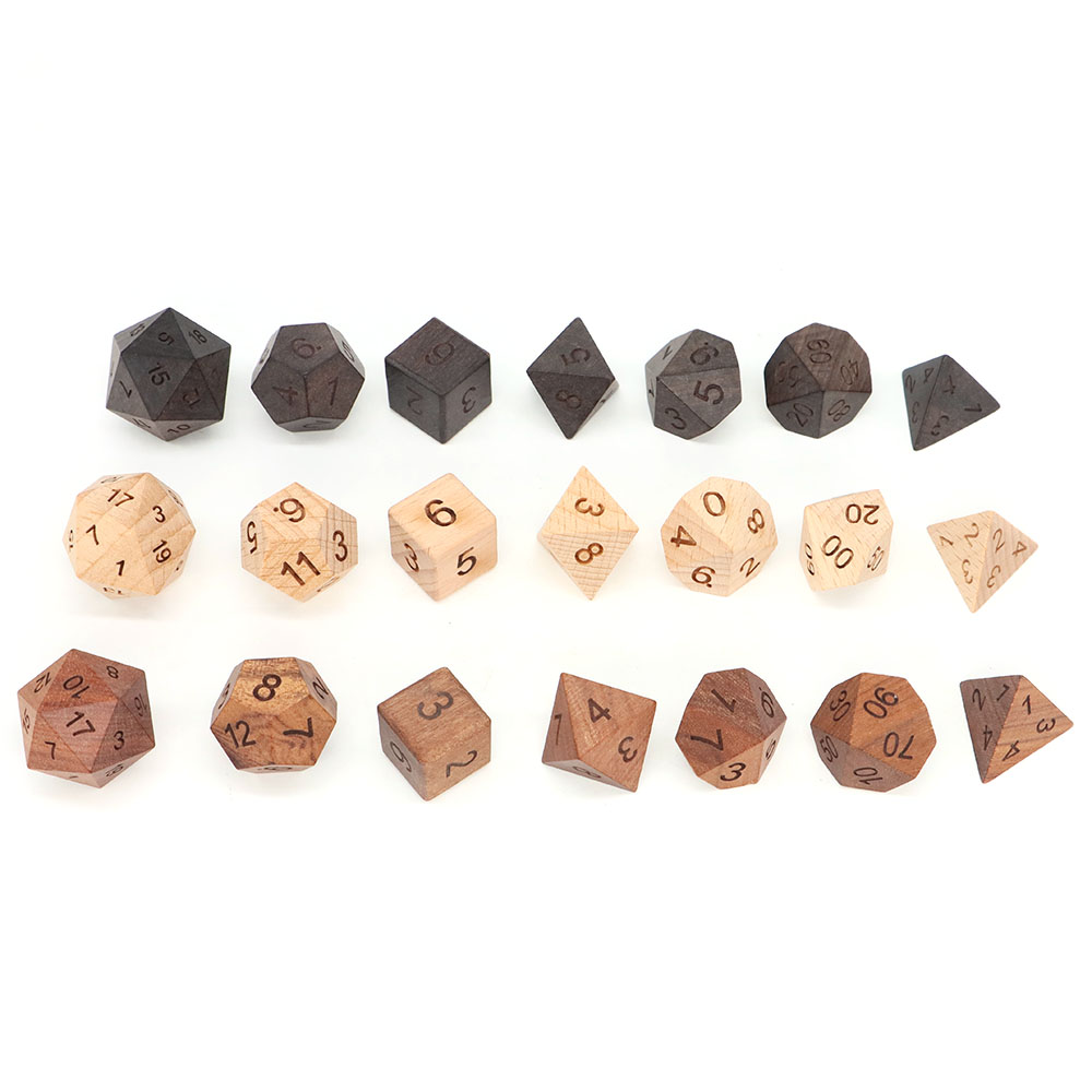 7Pcs/Set Wooden Dice d4-d20 Po - огляд і ціна Board Game Roleplay